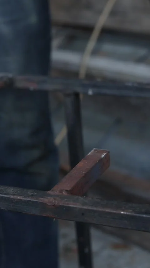 Cutting reinforcement with a grinder, close-up Stock Footage 328358711