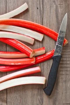Cutting rhubarb Stock Photos