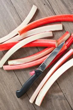 Cutting rhubarb Stock Photos