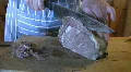 Cutting roast beef. HD Footage