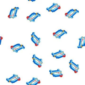 Cutting ruler sewing isometric icon seamless pattern Stock Illustration