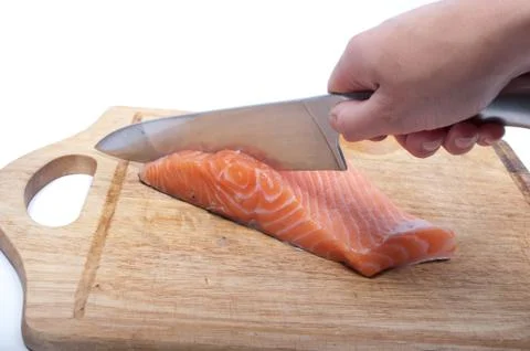 Cutting salmon Stock Photos
