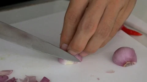 ​ Cutting Scallion Vegetable Stock Footage 74008400