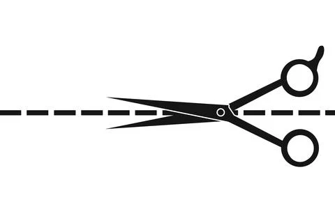 Cutting scissors and lines on white background Stock Illustration