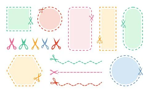 Cutting scissors coupon border cut edge vector Stock Illustration