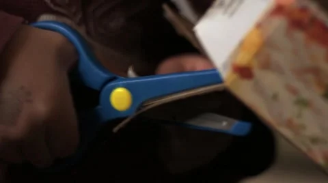 Cutting with Scissors Stockbeeldmateriaal 45529962