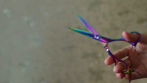 Cutting scissors in hand Stock Footage 72072761