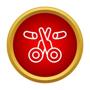 Cutting scissors icon flat red circle design Illustrazione stock