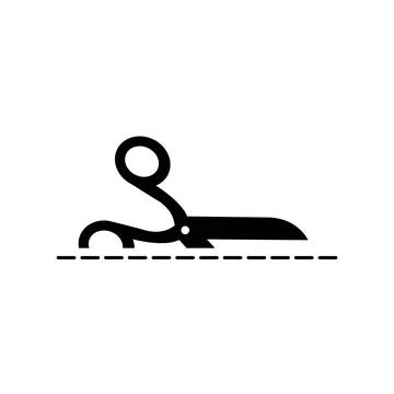 Cutting scissors icon. Scissors with cut lines symbols isolated on transparent Stock Illustration