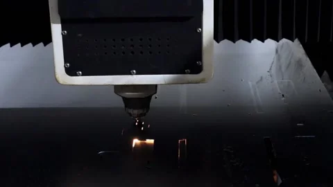 Cutting sheet metal on a laser cnc machine Stock Footage 155307209