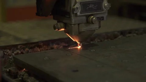 Cutting sheet metal on machine Stock Footage 184825172