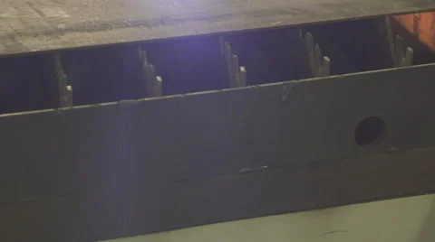 Cutting sheet metal with a plasma machine closeup Stock Footage 63998097