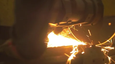 Cutting solid iron saw Stock Footage 72693609