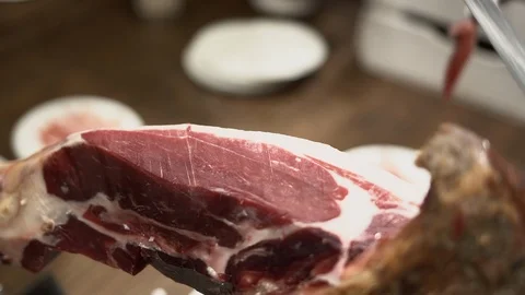 Cutting spanish ham Stock Footage 88352910