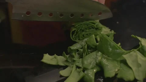 Cutting spinach leaves Stock Footage 62598461