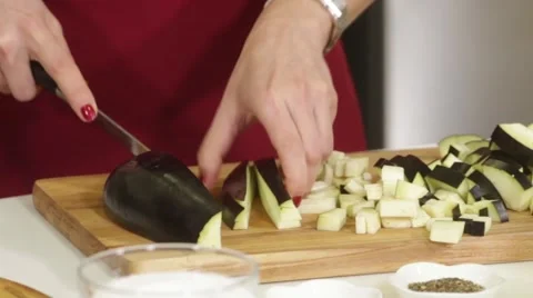 Cutting squash eggplant Stock Footage 49783668