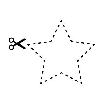 Cutting star shape worksheet element for preschool and kindergarten Stock Illustration