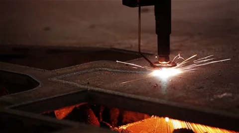 Cutting a Steel Plate Stock Footage 44210709
