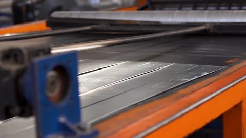 Cutting steel sheet on the machine Stock Footage 124469730
