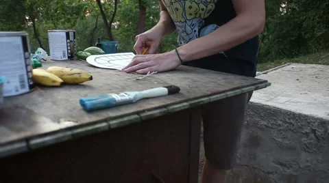 Cutting the stencil Stock Footage 63825202