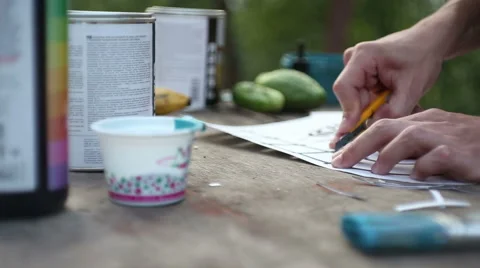 Cutting the stencil Stock Footage 63825514