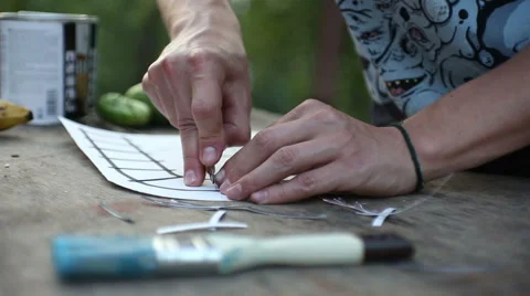 Cutting the stencil Video stock 63825597