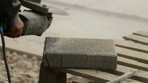 Cutting a stone slab Stock Footage 78749371