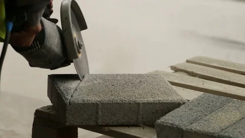 Cutting a stone slab Stock Footage 78749422