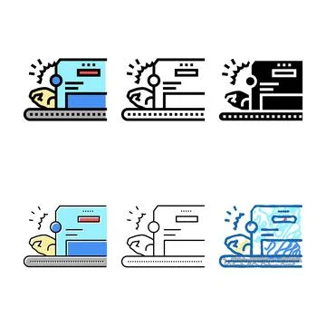Cutting styles chicken machine color icon vector Stock Illustration