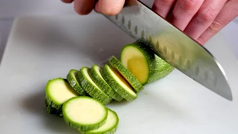 Cutting Summer Squash 1 Stock Footage 82848193