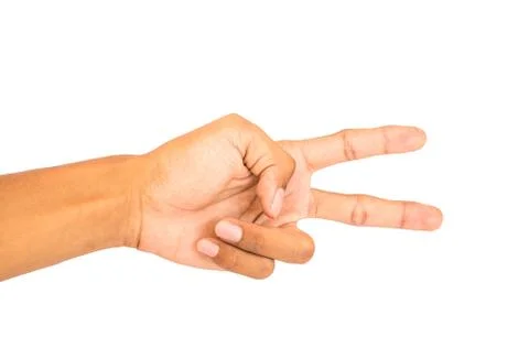 Cutting symbol of hand white isolated Stock Photos