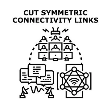 Cutting symmetric connectivity links concept illustration Stock Illustration