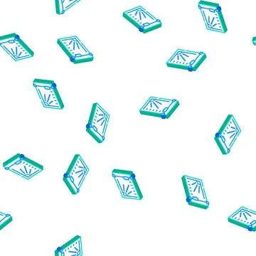 Cutting table sewing isometric icon seamless pattern Stock Illustration