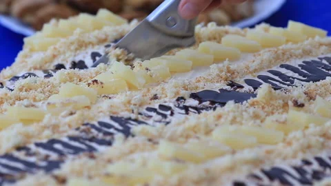 Cutting the tasty cake close up view. Stock Footage 144510322