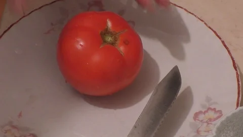 Cutting tasty tomato Stock Footage 90463260