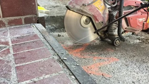 Cutting Through Concrete Time Lapse Video stock 81338490