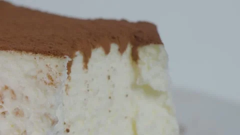 Cutting Through A Slice Of Tiramisu Video stock 310035575