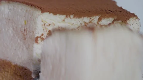 Cutting Through A Slice Of Tiramisu Video stock 310035577