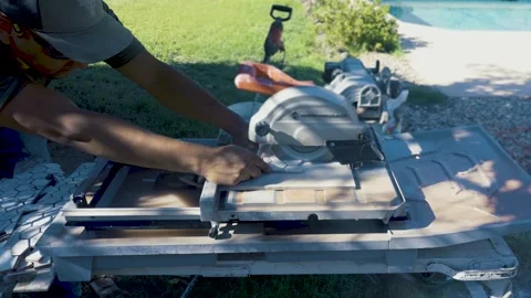 Cutting Tile Stock Footage 283152812