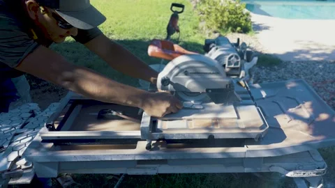 Cutting Tiles Stock Footage 283429342