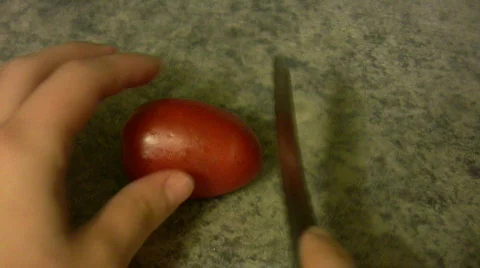 Cutting a Tomato 1 Stock-Footage 509880