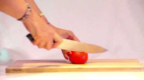 Cutting Tomato Stock-Footage 36934054