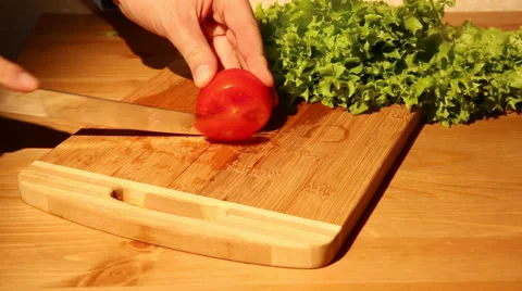 Cutting a tomato Stock Footage 50362539