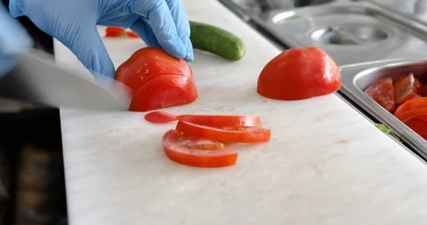 Cutting a tomato Stock Footage 111896583