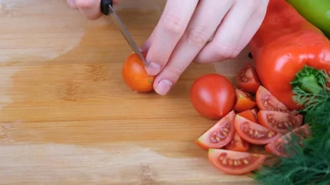 Cutting tomato Stock Footage 232876239