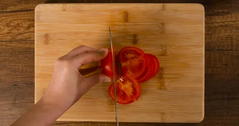 Cutting tometoes. Stock Footage 132969514