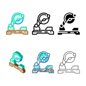 Cutting tool manufacturing engineer color icon vector mix Stock Illustration