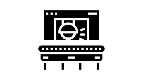 Cutting tool manufacturing engineer glyph icon animation Stock Footage 326153681