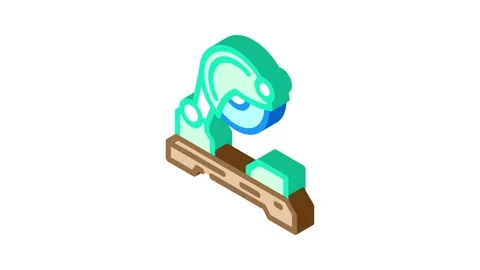 Cutting tool manufacturing engineer isometric icon animation Stock Footage 327291699