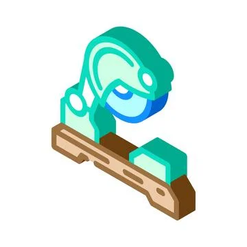 Cutting tool manufacturing engineer isometric icon vector illustration 스톡 일러스트